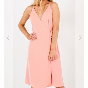 Whirlwind Romance Pink Knee-length Wrap Dress